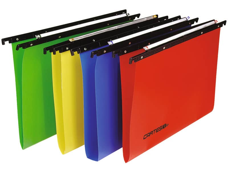 Cartelle sospese orizzontali per cassetti CARTESIO PP 33 cm fondo a V assortiti Conf. 25 pezzi - 500/330 -A7