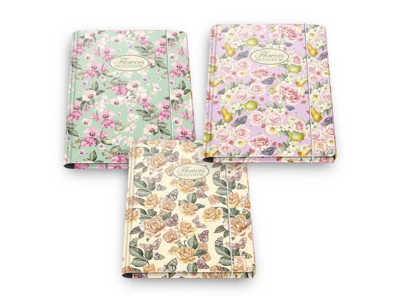 Cartella a 3 lembi PIGNA Nature Flowers con elastico assortiti 00547973L