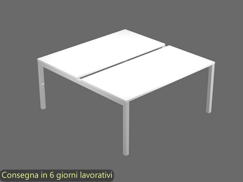 Bench doppio piano bianco 180x168xH.72,5 cm gamba a ponte in metallo grigio alluminio Bridge Artexport BENCH16/C-AA
