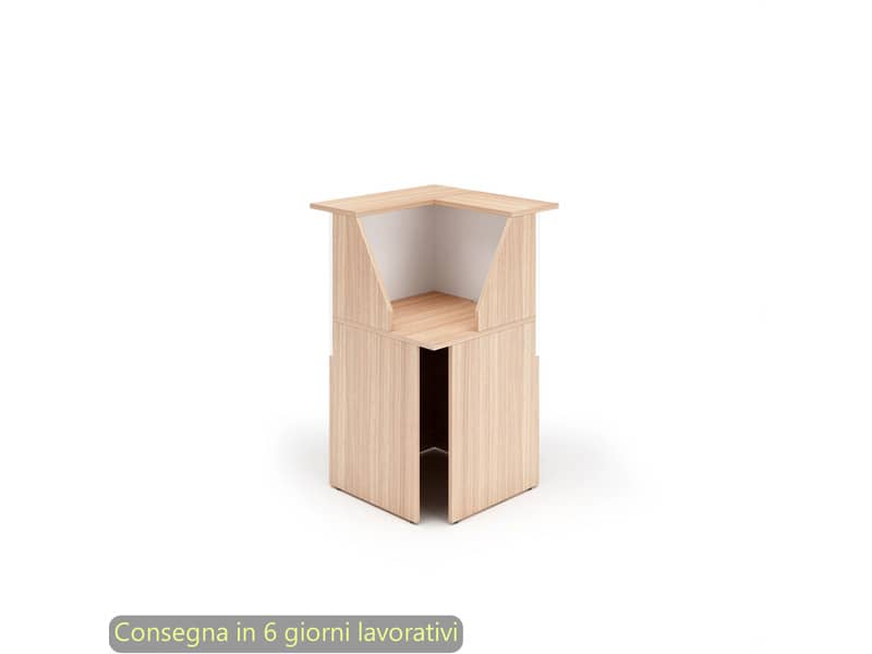 Bancone reception angolare 90° ciliegio arabis-bianco 76x76x117 cm in melaminico linea Musa Artexport - 2824-COR/K3