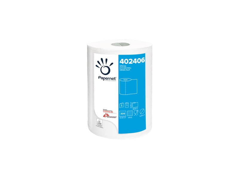 Asciugatutto Papernet a 2 veli - strappo - 23,4x22,3 cm rotolo 309 strappi