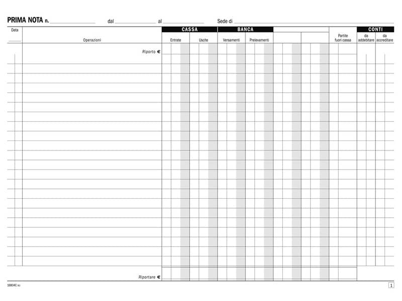 Blocco prima nota cassa Data Ufficio 21,5x29,7 cm - 50x2 copie autoricalcanti DU16804C000