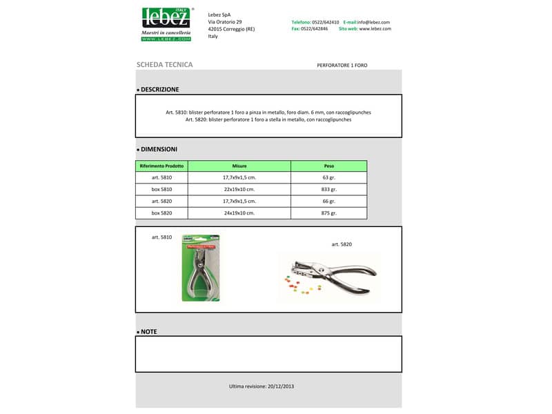 Perforatore Lebez 1 foro da 6 mm argento 5810