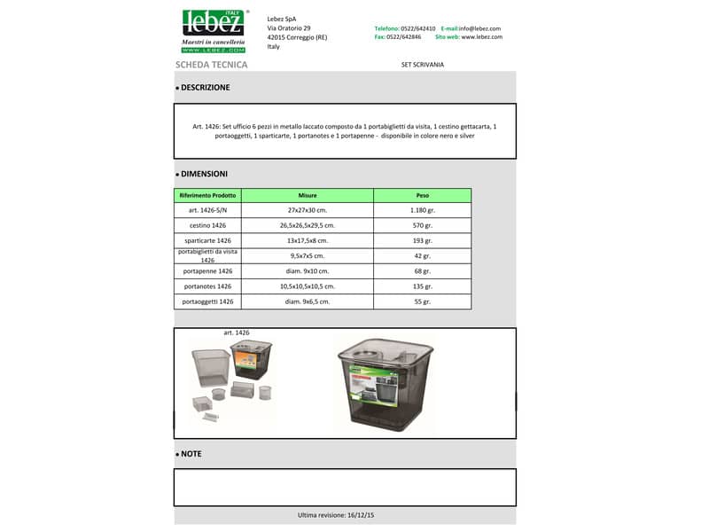 Set da scrivania Lebez silver 1426-S