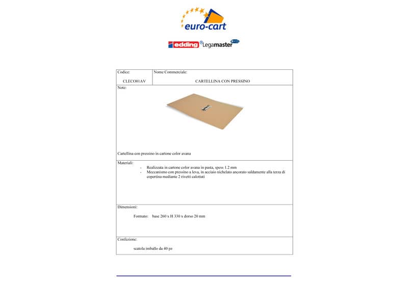 Cartellina con pressino EURO-CART Lilliput 33x26 cm avana CLECO01AV