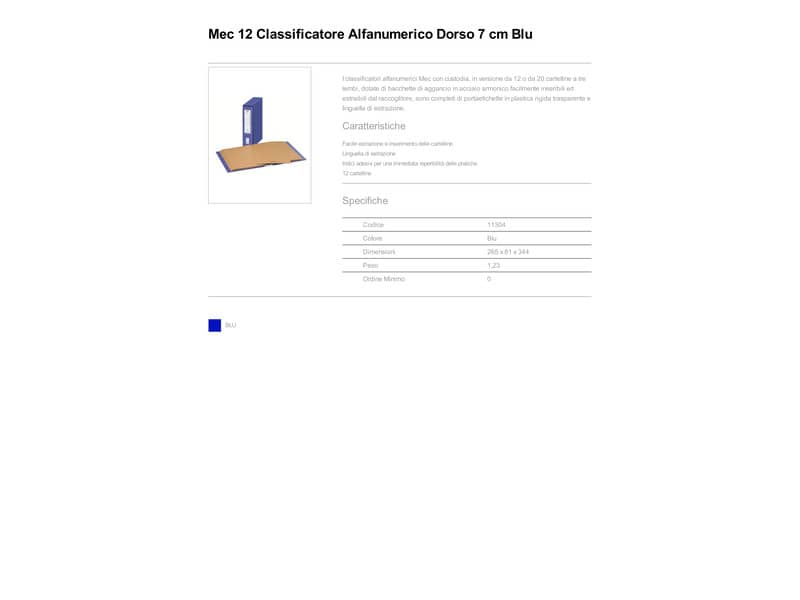 Classificatore alfanumerico con custodia King Mec MEC 12 dorso 7 cm