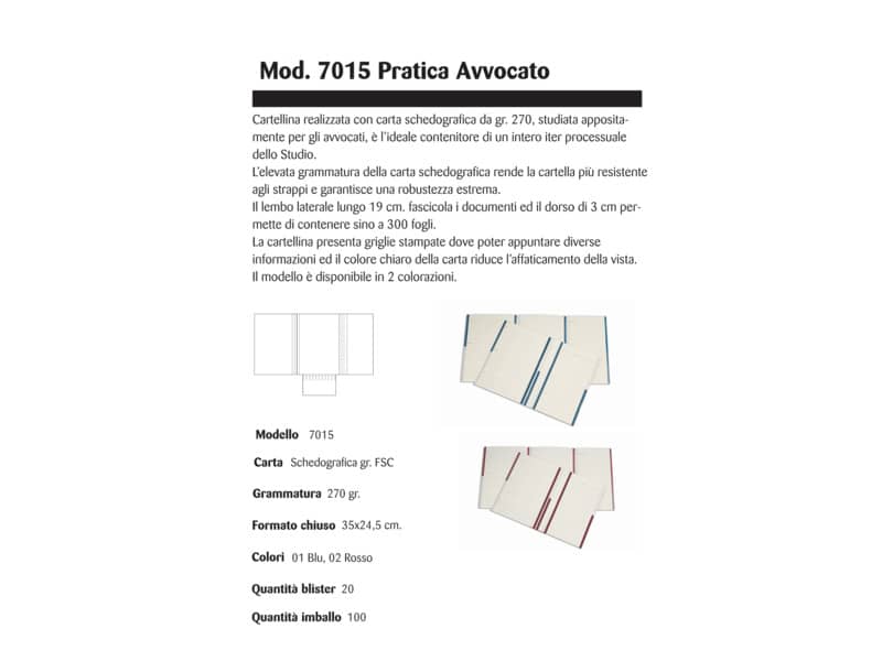 Cartelline a 2 lembi 4Pro A4 in carta schedografica 270 g/m² dorso 3 cm blu conf. da 20 pezzi - 7015 01