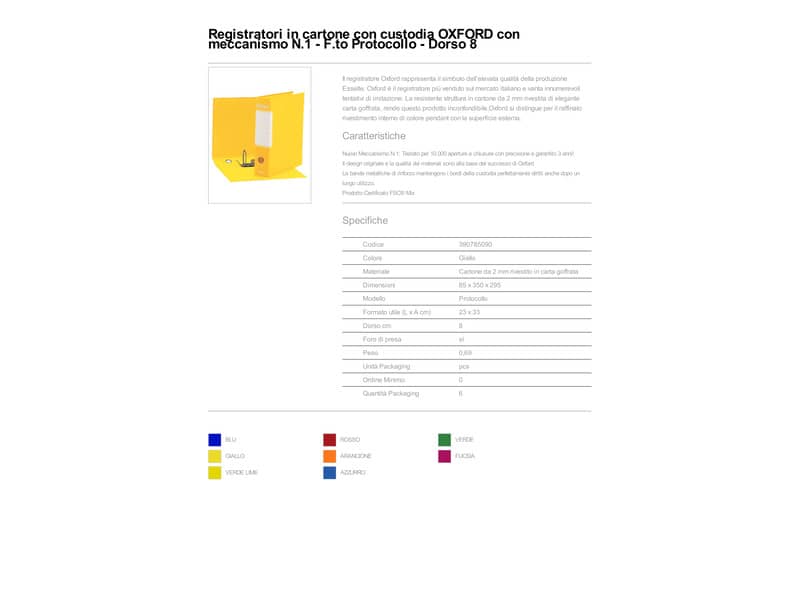 Registratore con custodia Esselte G85 Oxford protocollo 29,5x35 cm - dorso 8 cm