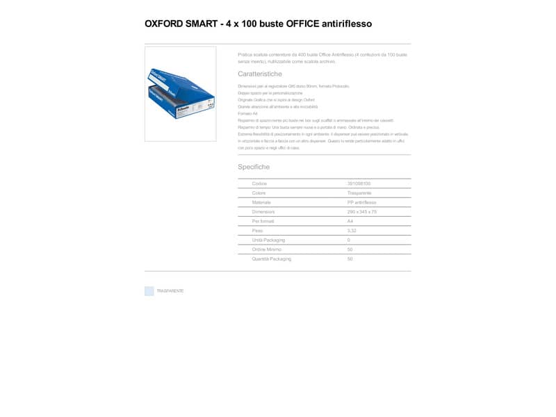 Scatola contenitore con 400 buste Esselte OFFICE PP lucide