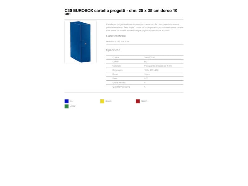 Cartelle portaprogetti Esselte C30 EUROBOX dorso 10 cm presspan biverniciato