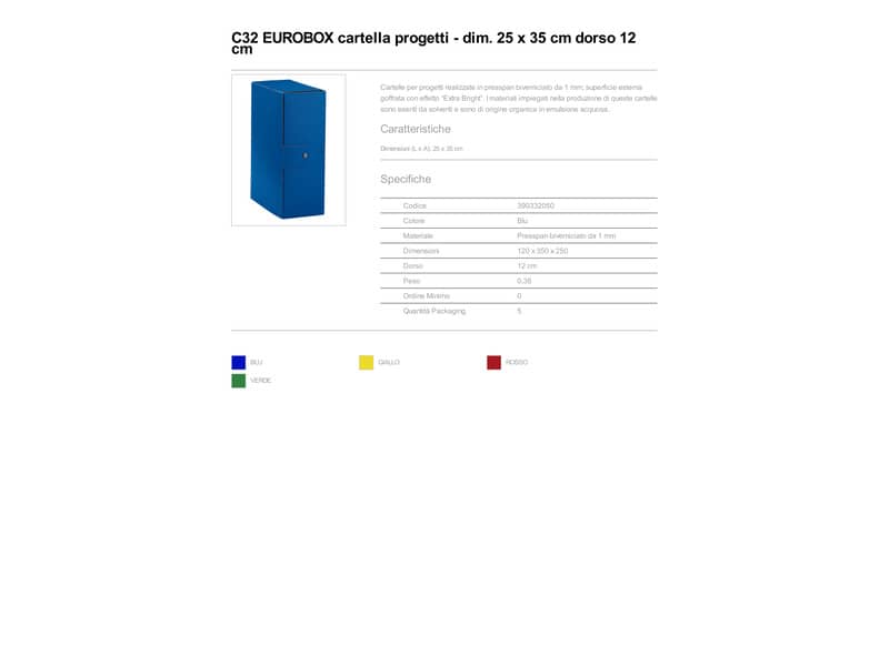 Cartella portaprogetti Esselte C32 EUROBOX dorso 12 cm presspan biverniciato