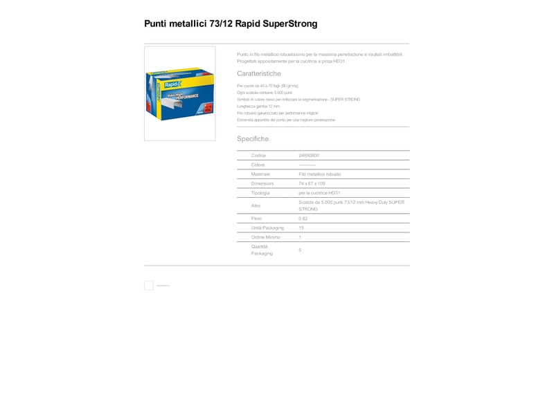 Punti metallici Rapid Super Strong 73/8 conf. da 5000