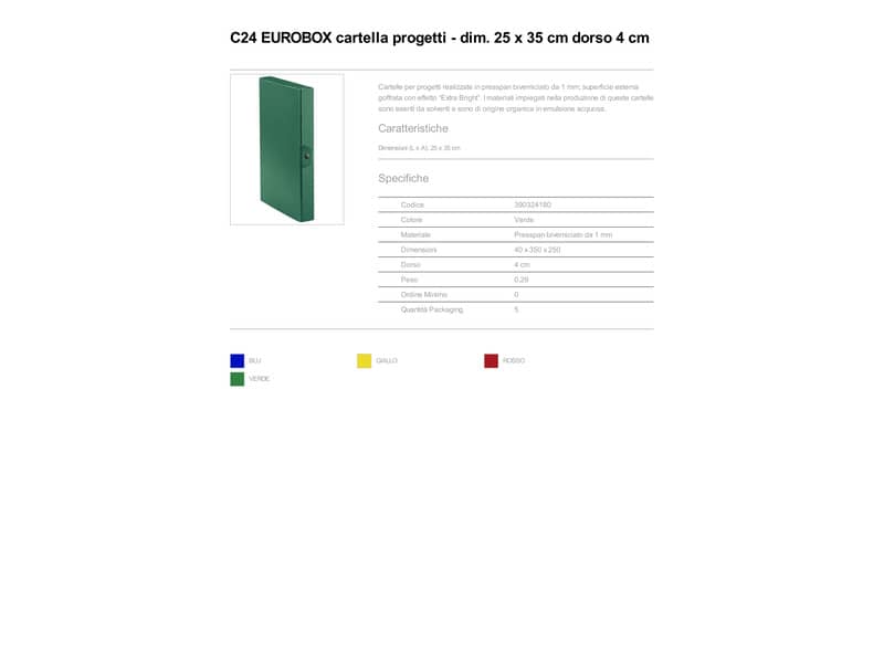 Cartelle portaprogetti Esselte C24 EUROBOX dorso 4 cm presspan biverniciato