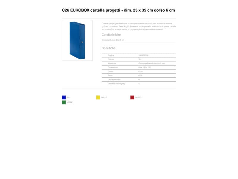 Cartelle portaprogetti Esselte C26 EUROBOX dorso 6 cm presspan biverniciato