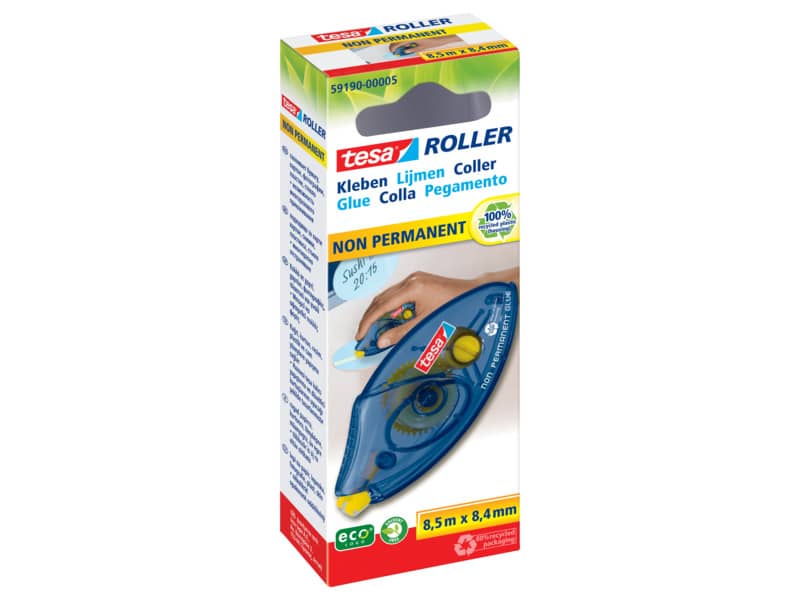 Colle roller tesa non permanente monouso ecoLogo® 8,4 mm x 8,5 m trasparente - --04