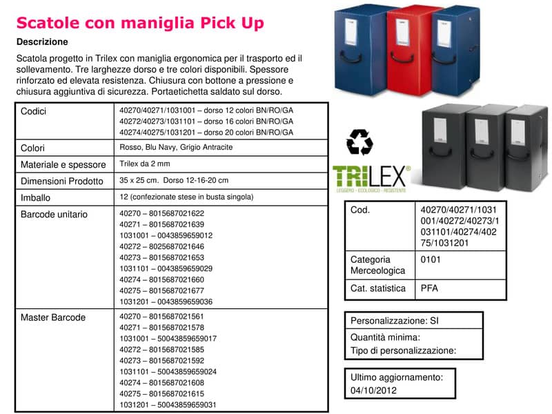 Scatola portaprogetti LEONARDI Pick Up 25x35 cm - dorso 16 cm Trilex® blu navy