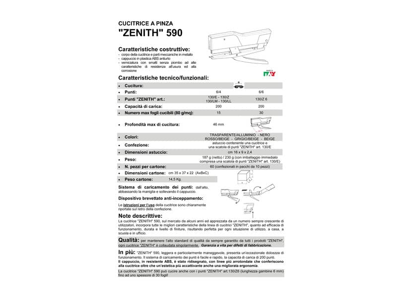 Cucitrice a pinza ZENITH 590 fino a 30 fogli - Beige