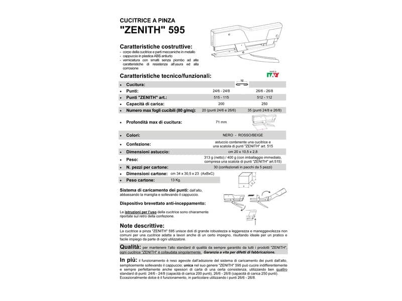 Cucitrice a pinza ZENITH 595 fino a 35 fogli