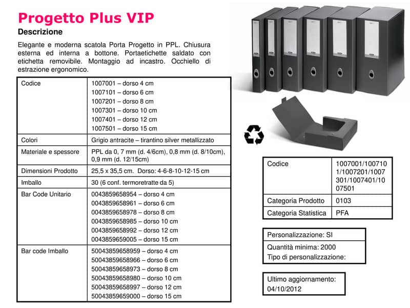 Scatola portaprogetti LEONARDI Plus VIP 25,5x35,5 cm PPL antracite dorso 10 cm