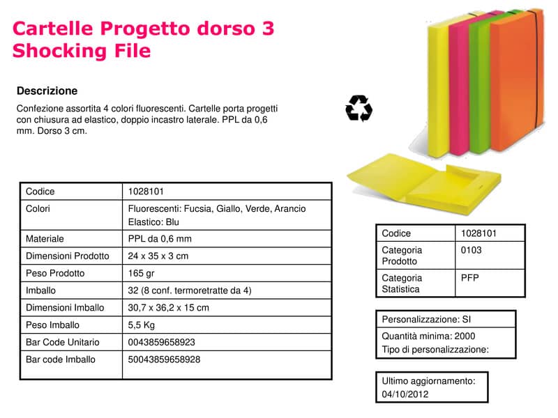 Scatole portaprogetti Leonardi Fluo dorso 3 cm PPL assortiti conf.4