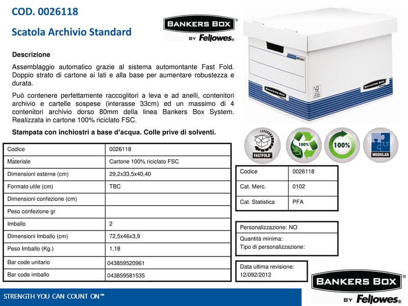 Scatola archivio Fellowes Box System standard 28,5x33,3x38 cm