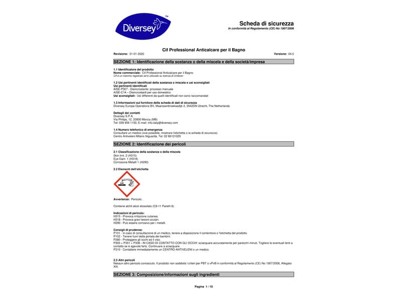 Anticalcare per bagno Cif disincrostante 1 L