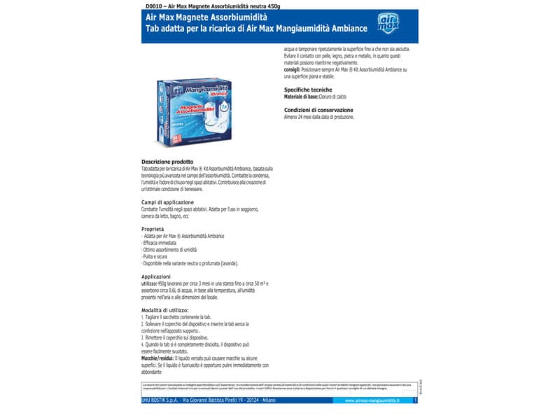 Air Max Ricarica tab Magnete Mangiaumidità Neutra 2x450g - D0012