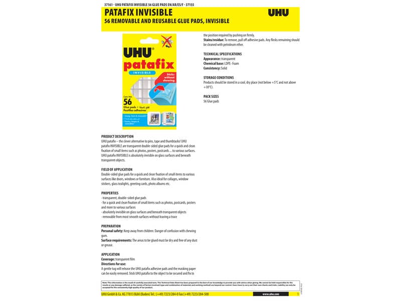 Gommini adesivi Uhu Patafix Invisible trasparente Conf. 56 pezzi