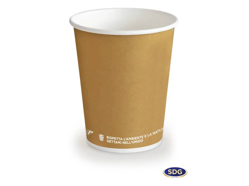 Bicchiere 5,5 oz (195ml) in cartoncino Bio Scatolificio del Garda Avana - Conf. 50 pezzi - 315-65-S