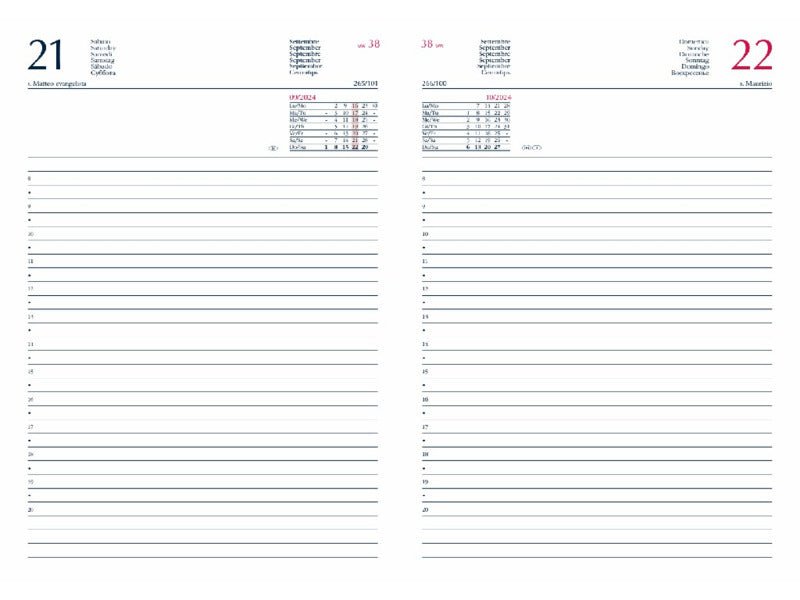 Agenda 2026 Giornaliera S/D separati 14,5x20,5 cm Gommato rosso 26-628B00403C