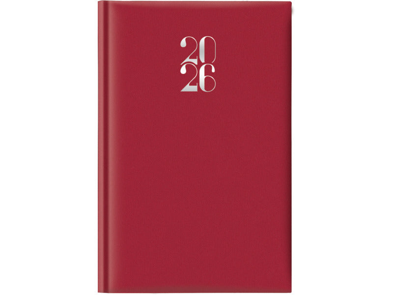 Agenda 2026 Giornaliera S/D abbinati 11x16,5 cm Gommato rosso 26-062100403C