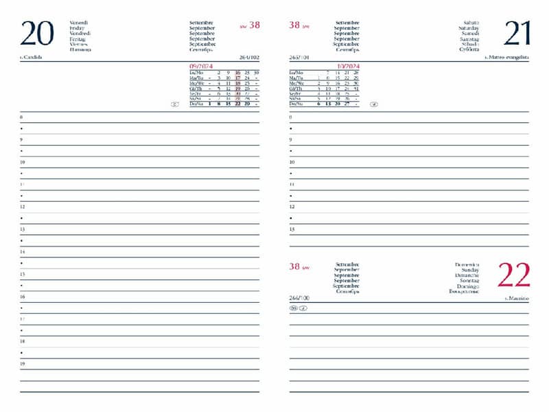 Agenda 2026 Giornaliera S/D abbinati 11x16,5 cm Gommato rosso 26-062100403C