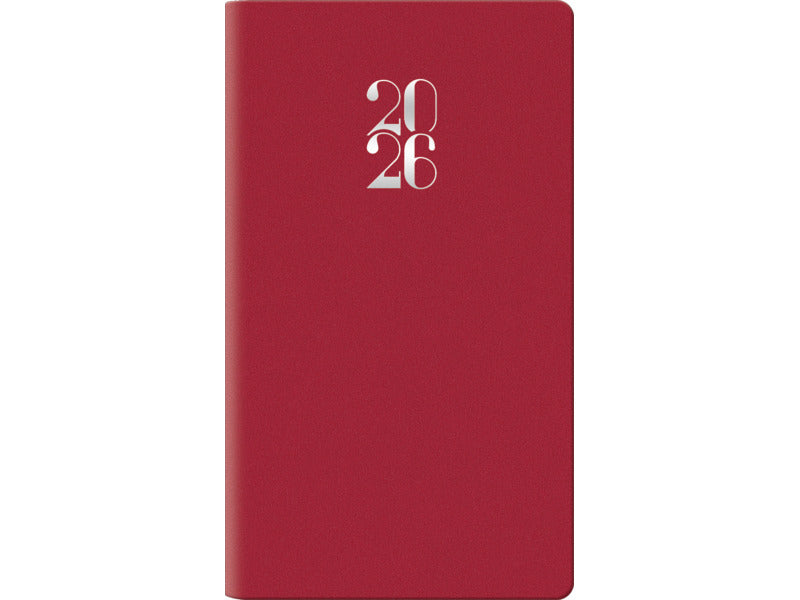 Agenda 2026 Settimanale tascabile 8x14 cm Gommato rosso 26-055200403C