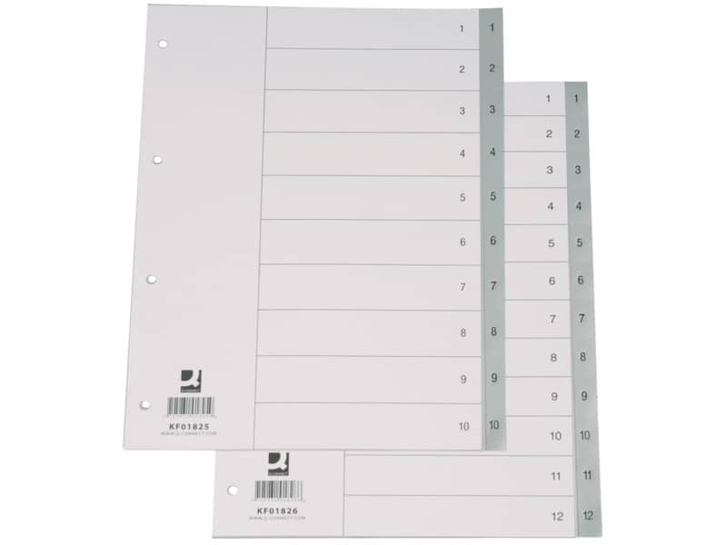 Divisore numerico Q-Connect grigio 22,5x29,7 cm ppl 1-10