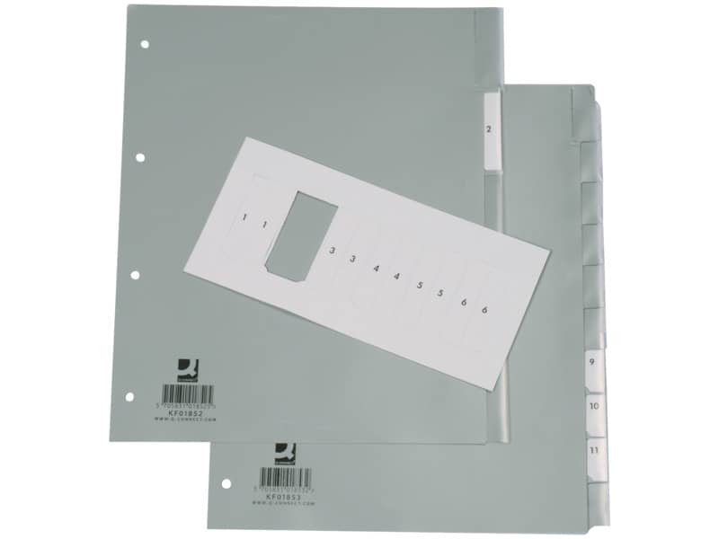 Divisore neutro Q-Connect grigio XL 24x29,7 cm ppl 15 fogli