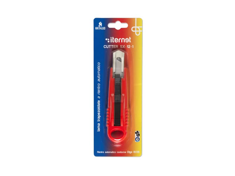 Cutter con lama trapezoidale a rientro automatico Artiglio SX-12-1 rosso lama 18 mm - 4330B