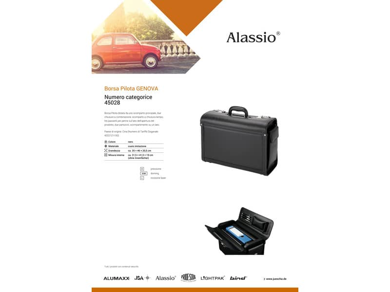 Borsa pilota Alassio GENOVA in ecopelle 45,5x20x34 cm nero