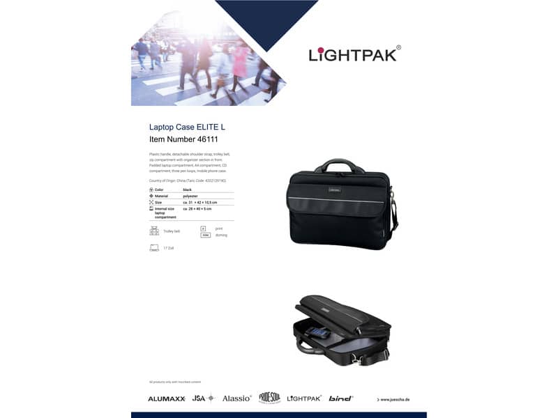 Borsa portacomputer Lightpak ELITE in poliestere nero L 42x10,5x33 cm fino a 17'' nero