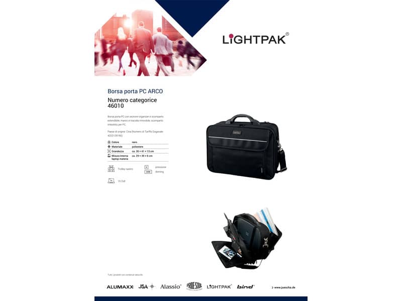 Borsa portacomputer Lightpak ARCO in poliestere 40,5x33x16 cm fino a 15'' nero