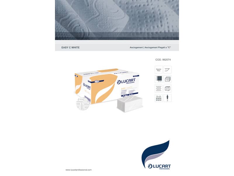 Asciugamani piegati a ''C'' Lucart Easy C White 1 velo 20 conf. da 192 pezzi - 862074P