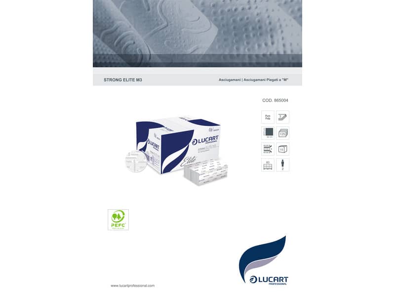 Asciugamani piegati a ''M'' Lucart Elite M3 3 veli 15 conf. da 125 pezzi 865004B