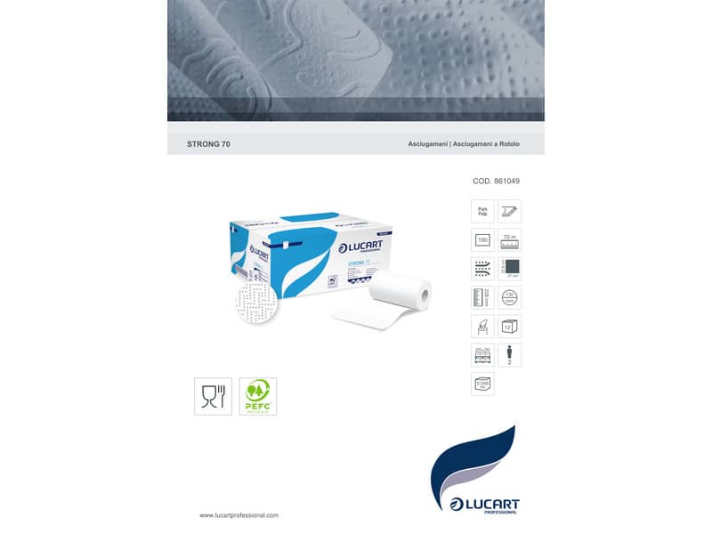 Asciugamano Lucart Strong 70 m 2 veli pura cellulosa cartone da 12 rotoli