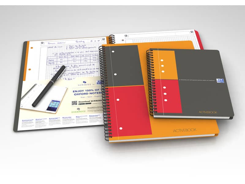 Quaderno spiralato OXFORD International Activebook Maxi A4+ grigio/arancio quadretti 5 mm