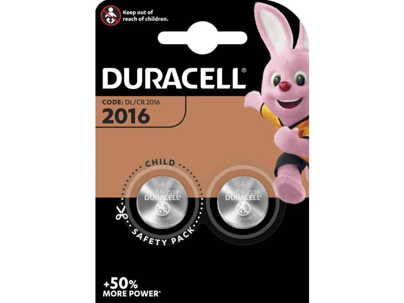 Batterie a moneta al Litio 3V. Blister da 2 pile. Duracell litio 2016 DU20B2