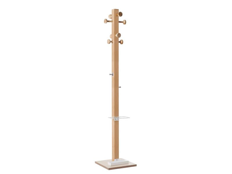 Appendiabiti da terra in legno Paperflow 8 ganci Wood Range Modello C 35x35x178 cm bianchi - K700010