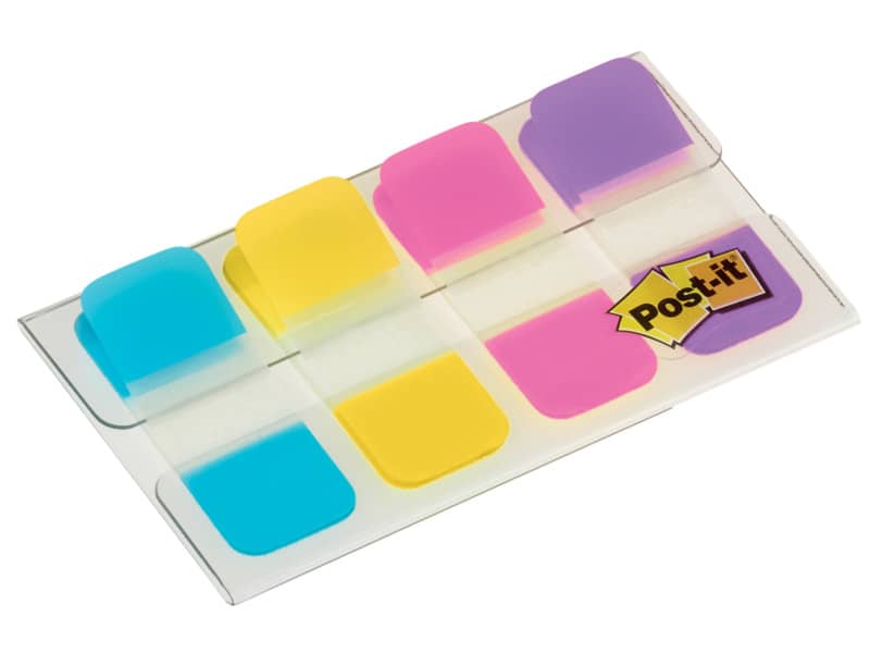 Segnapagina removibili Post-it® Index Strong Mini con dispenser - 4 blocchetti da 10 ff - turchese-lime