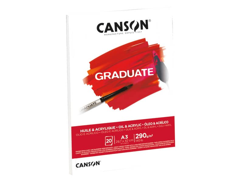 Blocco da disegno Canson per olio e acrilico bianco 290 g/m² A3 - 10 fogli C400110381