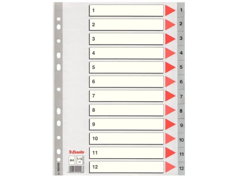 Divisori per rubrica Esselte A4 PPL numerica 1-12