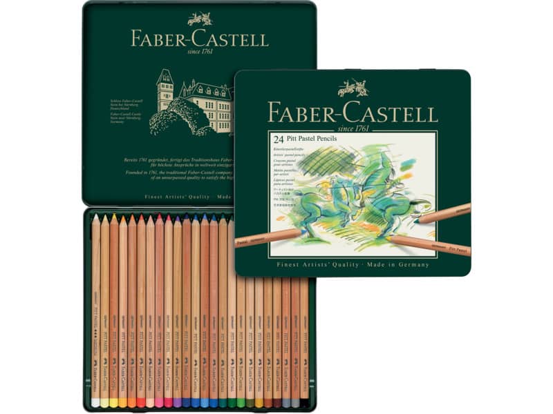Astuccio in metallo matite Faber- Castell Pitt Pastel - colori assortiti - conf.24 pezzi