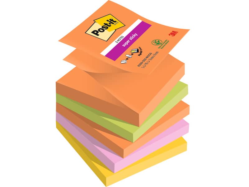 Ricariche di foglietti Post-it® Super Sticky Z-Notes Boost - conf. 5 blocchetti 90 ff 76x76 mm R330-5SS-BOOS